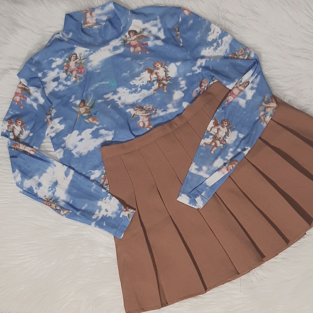 NWT Romwe Cropped Cherub Sheer Mockneck